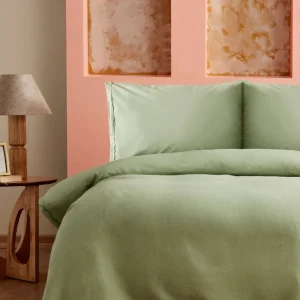 Karaca Home Alia, Doppelbett-Piqueset mit Spitze Salbeigrün aus 100 % Baumwolle