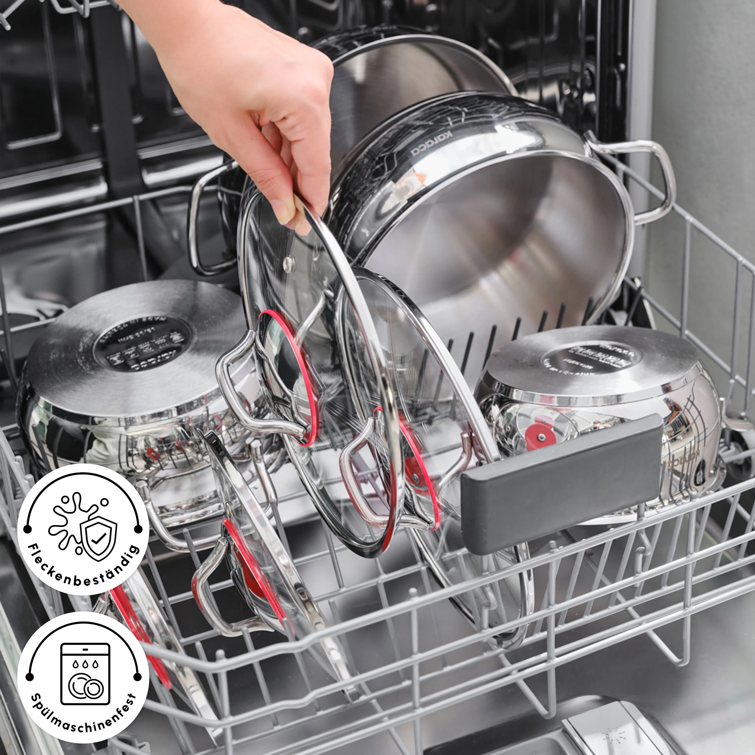 Karaca Emirgan Induktion Kochtopfset aus Stahl, 8 Teilig – Bild 3