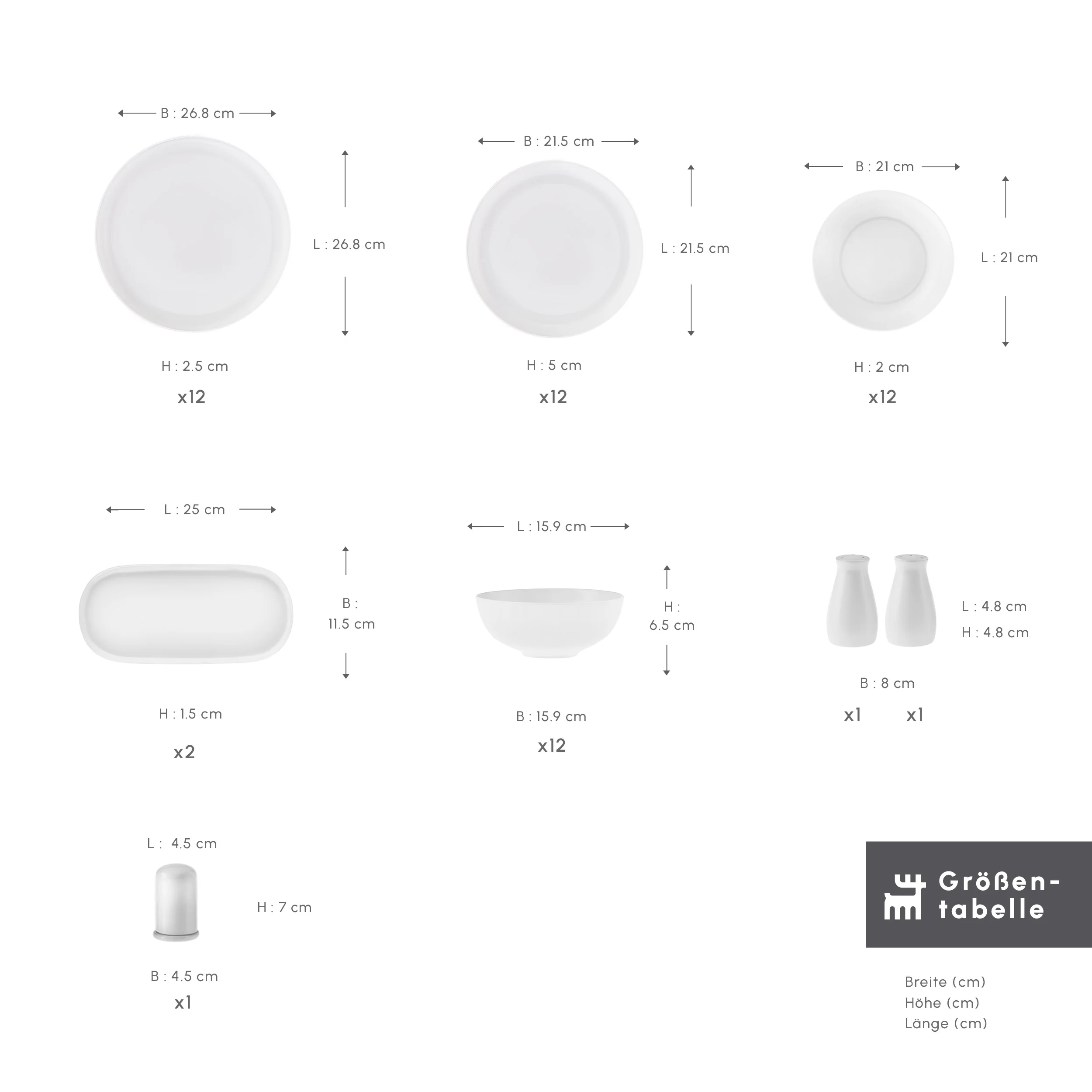 Karaca Streamline Favaro 53-Teiliges 12-Personen Geschirrset Weiß – Bild 2
