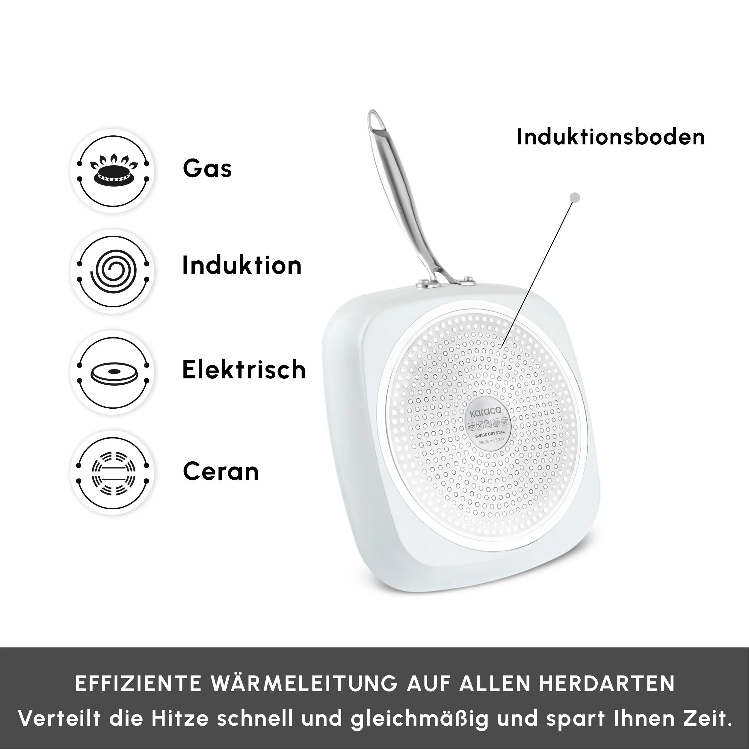 Karaca Swiss Crystal Almond Cream Stielgrill 28 cm – Bild 3