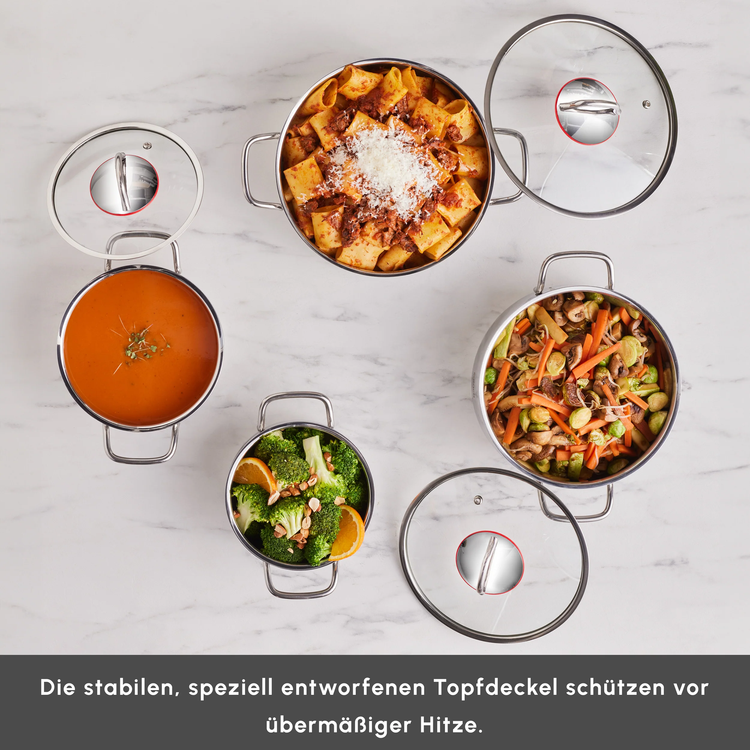 Karaca Emirgan Induktion Kochtopfset aus Stahl, 8 Teilig – Bild 5