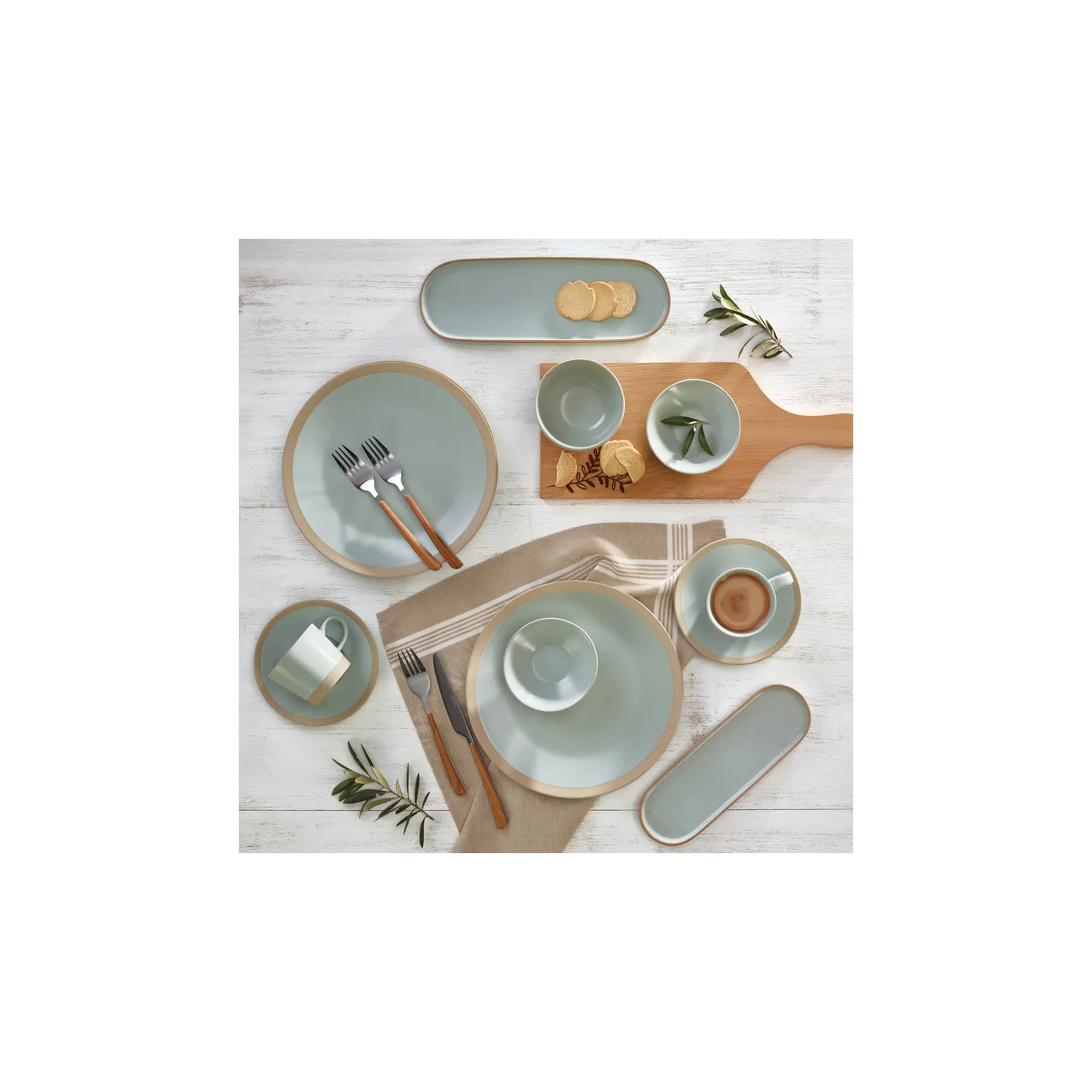 Karaca Rochelle 32 Teilige für 6 Personen Frühstücksset und Servierschalen Porzellan – Bild 2