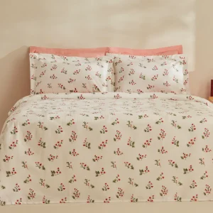 Karaca Silvie 100% Baumwolle Doppelbett-Tagesdecke Set, Rot