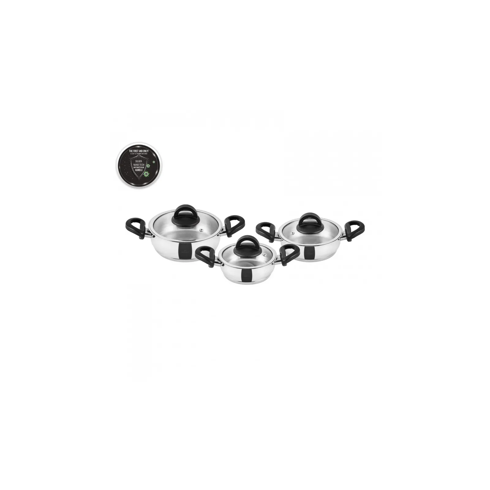 Karaca Florya 6-teiliges schwarzes antibakterielles Pfannenset mit Stahlgriff – Bild 2