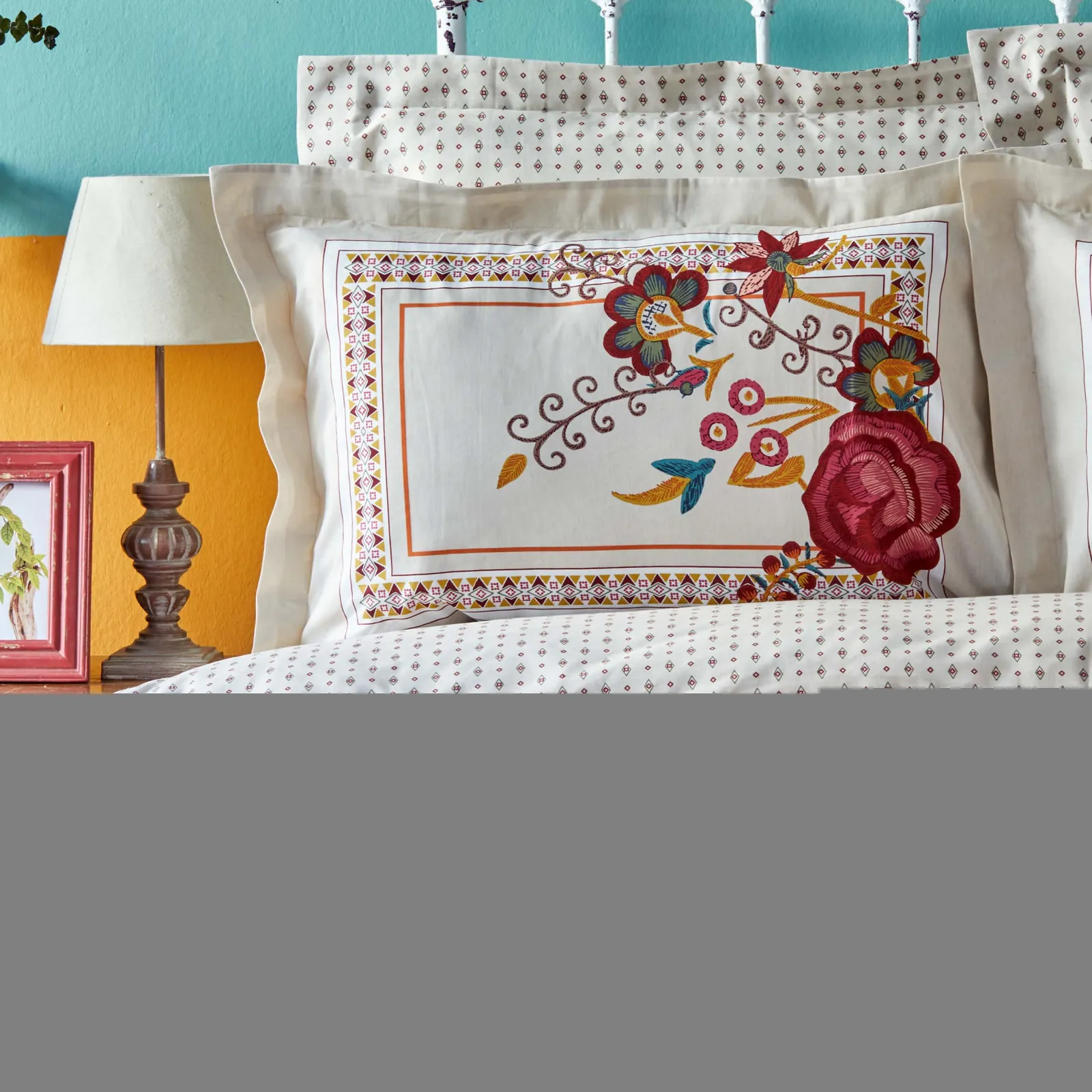 Karaca Home Tulio Claret Rot Doppeltes Bettbezugs-Set aus 100% Baumwolle – Bild 4