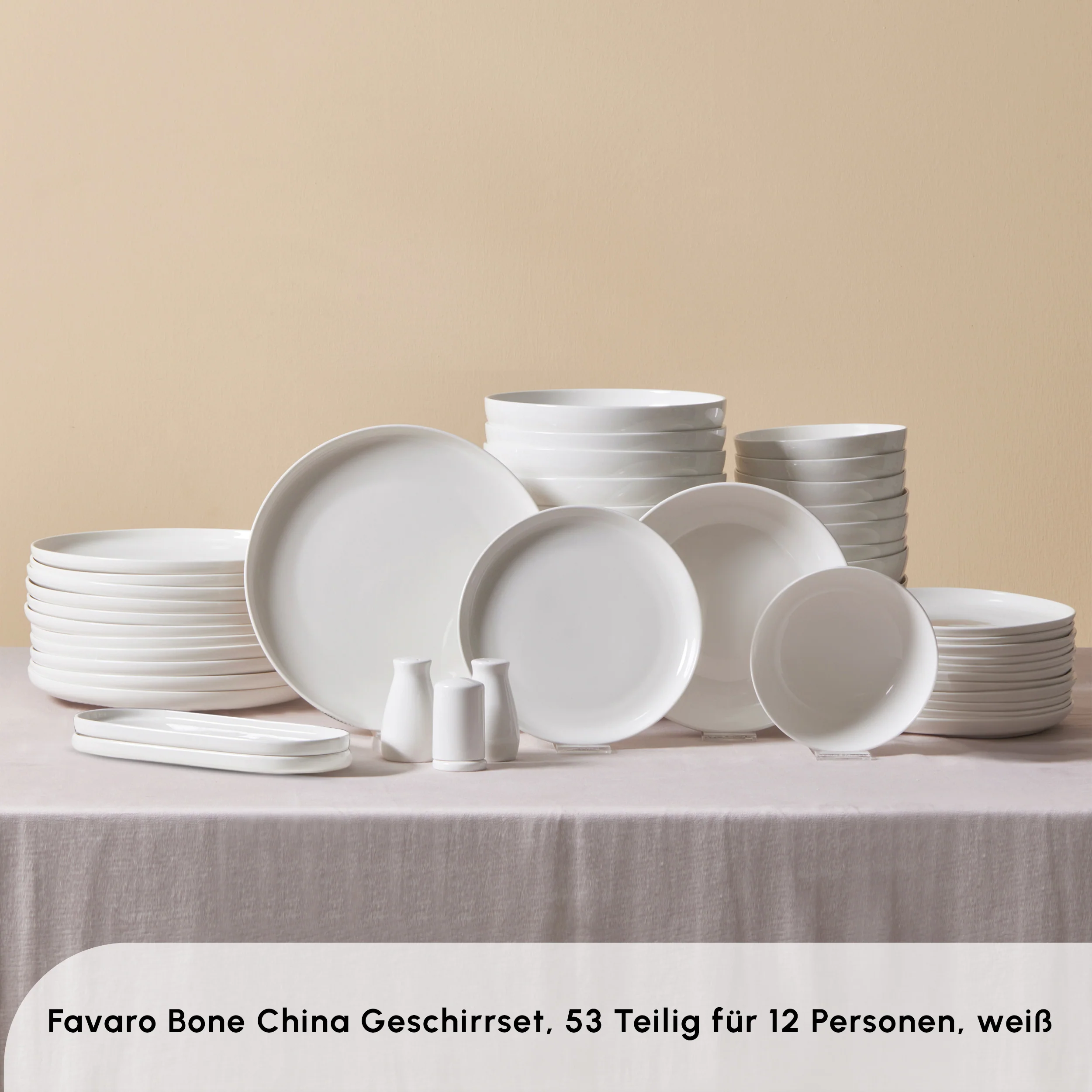 Karaca Streamline Favaro 53-Teiliges 12-Personen Geschirrset Weiß – Bild 3