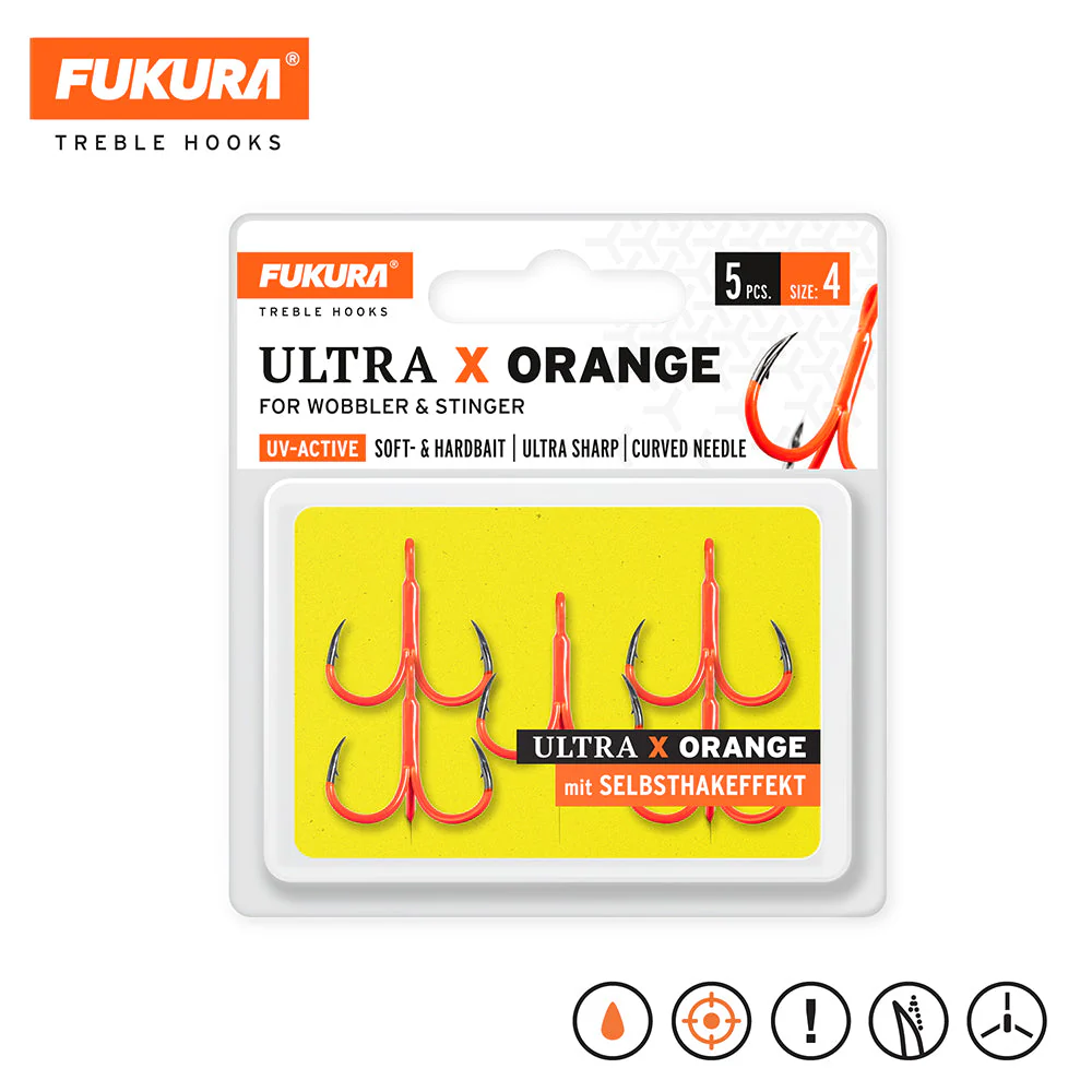 Fukura Drillinge Ultra X Orange / Treble Hooks – Bild 2