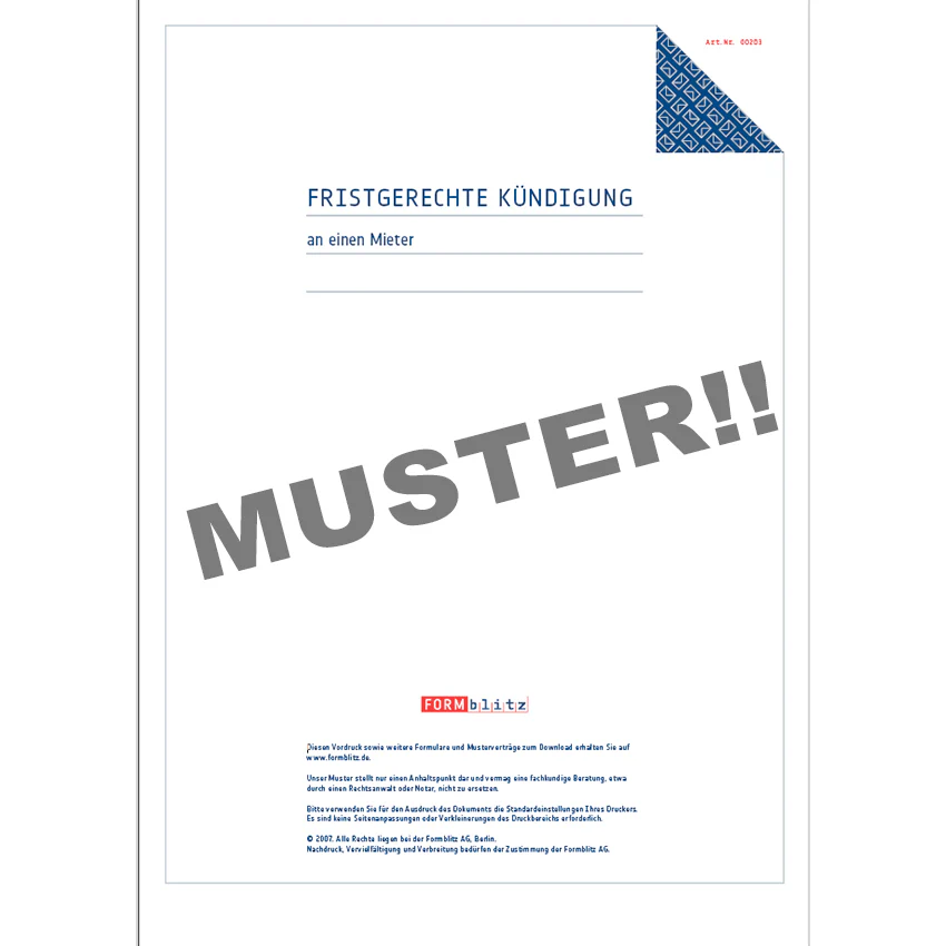 Fristgemäße Kündigung Mietvertrag durch Vermieter - Mustervorlage – Bild 3