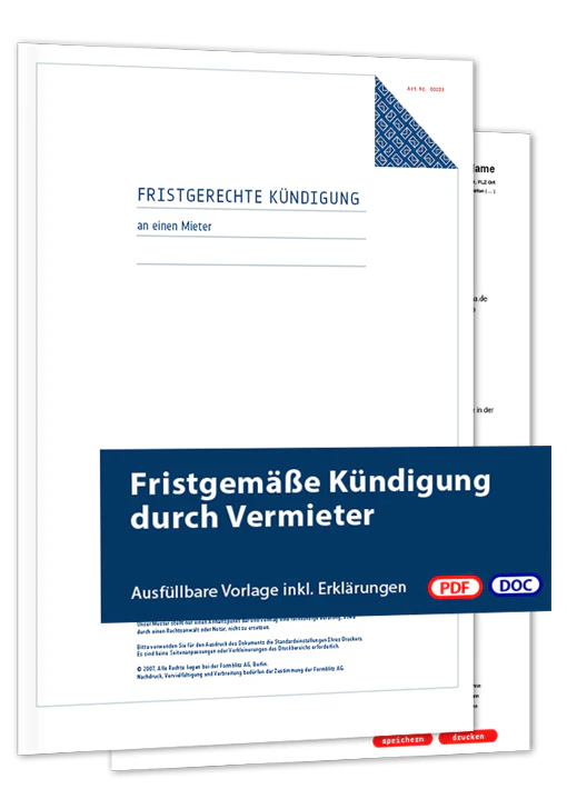 Fristgemäße Kündigung Mietvertrag durch Vermieter - Mustervorlage