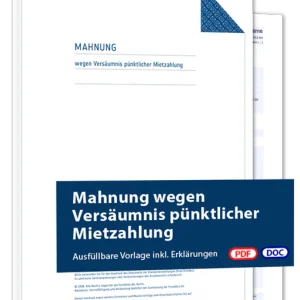 Mahnung wegen Versäumnis pünktlicher Mietzahlung - Mustervorlage