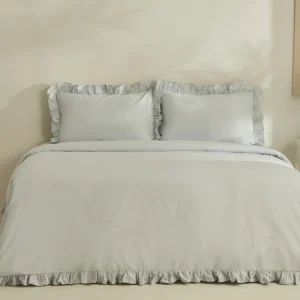 Karaca Home Pure Ruffle 100% Baumwolle Doppelbett-Bettwäsche-Set Hellblau
