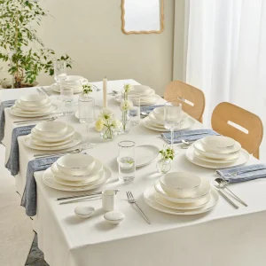 Karaca Red Carpet Collection Stream Bone Merope 53-teiliges 12-Personen Geschirrset Platin