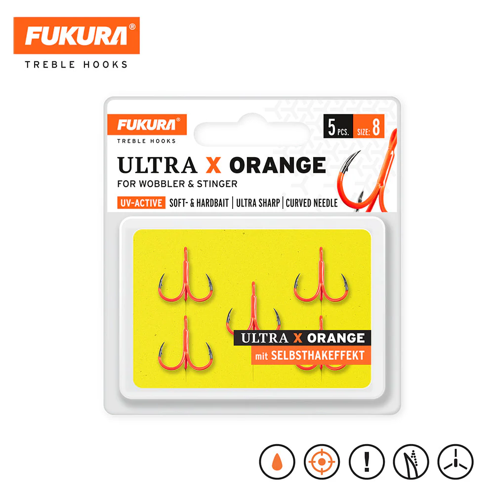 Fukura Drillinge Ultra X Orange / Treble Hooks – Bild 4