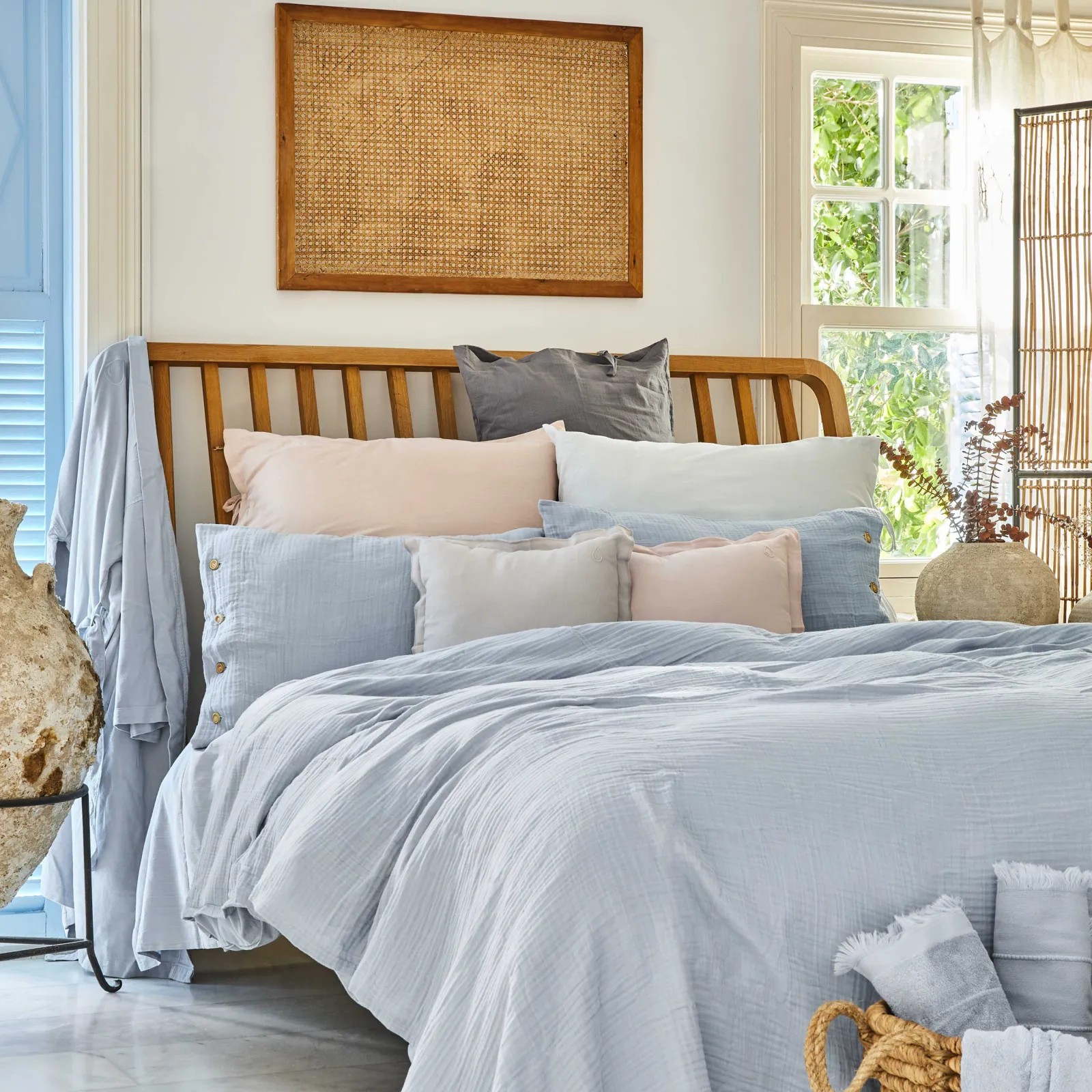 Karaca Home 4 Element Blau 100% Baumwolle Einzelbettdecke Wasser