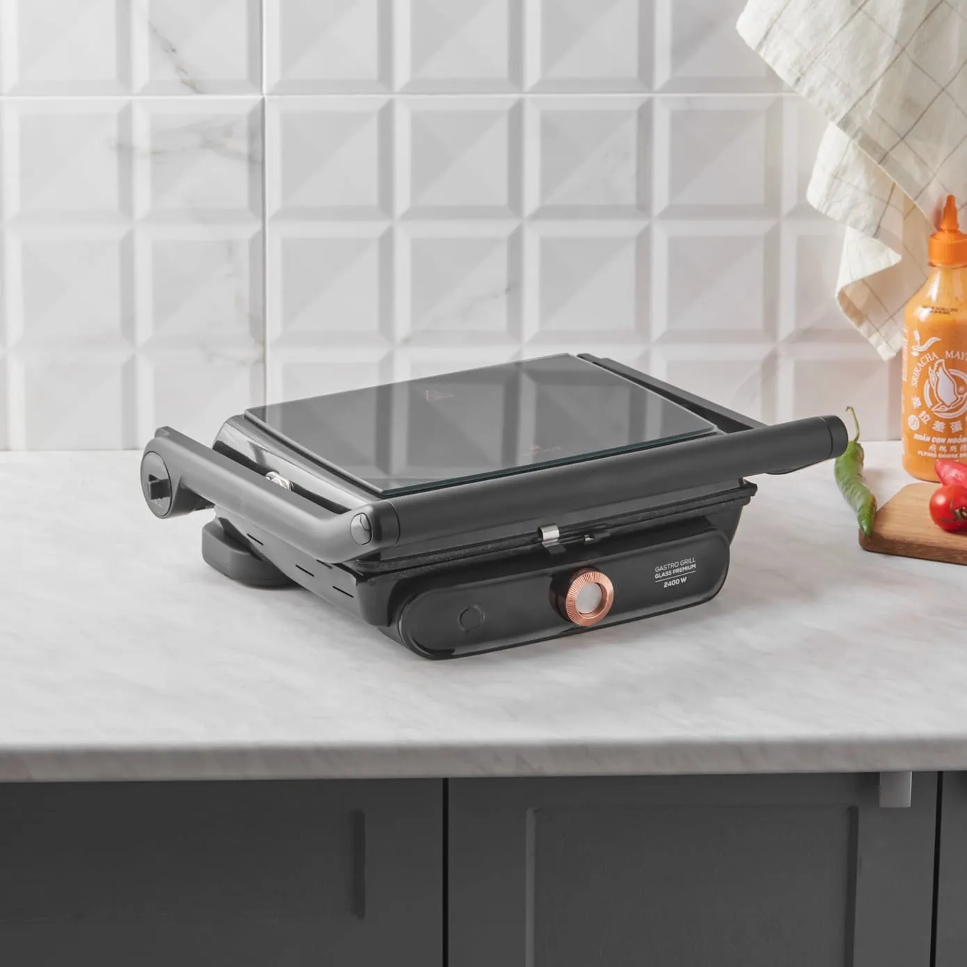 Karaca Gastro Grill Glas Premium 2400W Toaster und Grillmaschine Mattschwarz – Bild 4