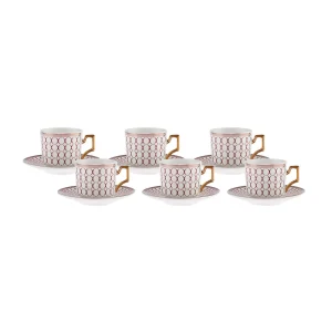 Karaca Jolly Red Ring 6er Set Kaffeetassen 100 ml