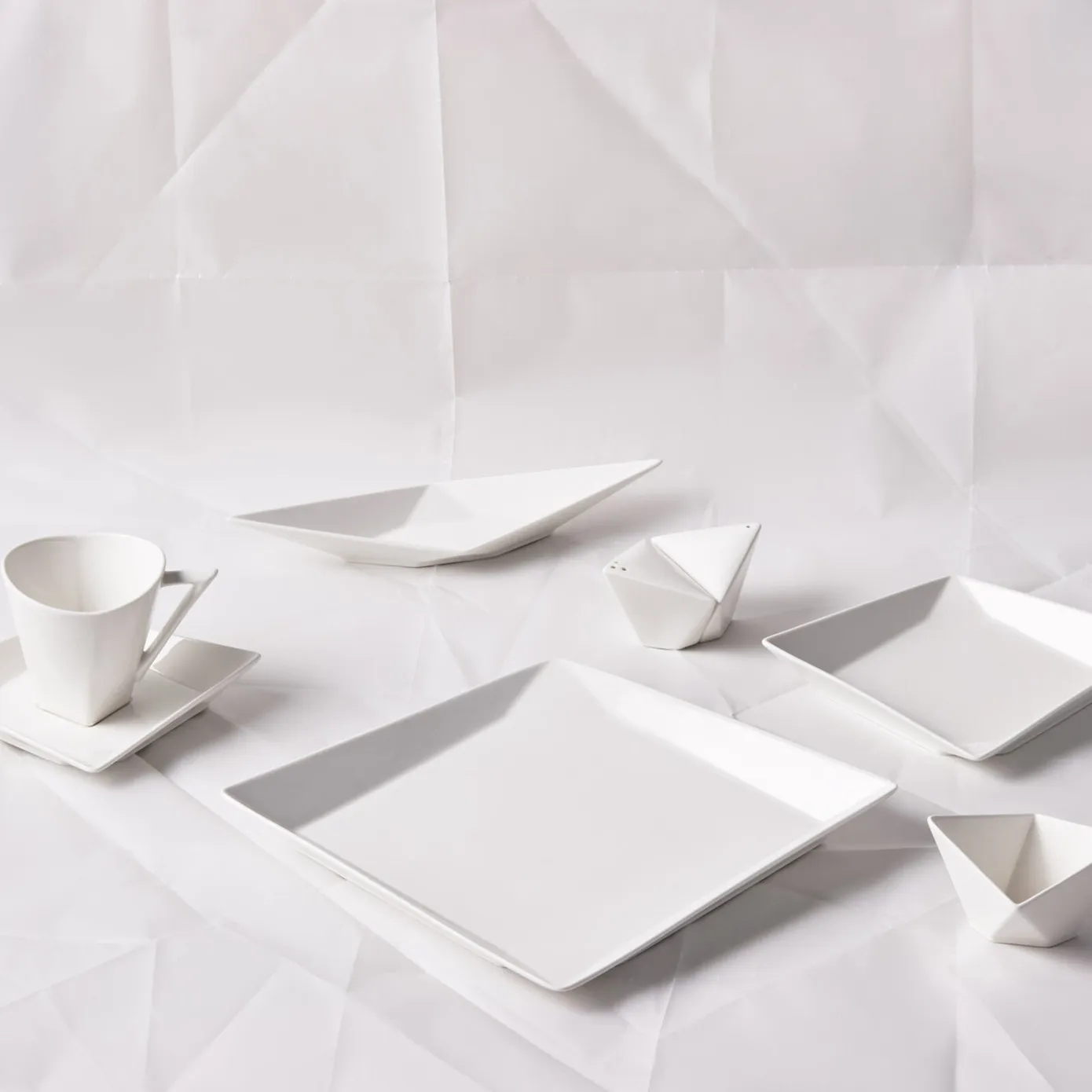 Karaca Origami für 6 Personen Quadrat Frühstücksset und Servierschalen, 26 Teilig, Porzellan – Bild 5