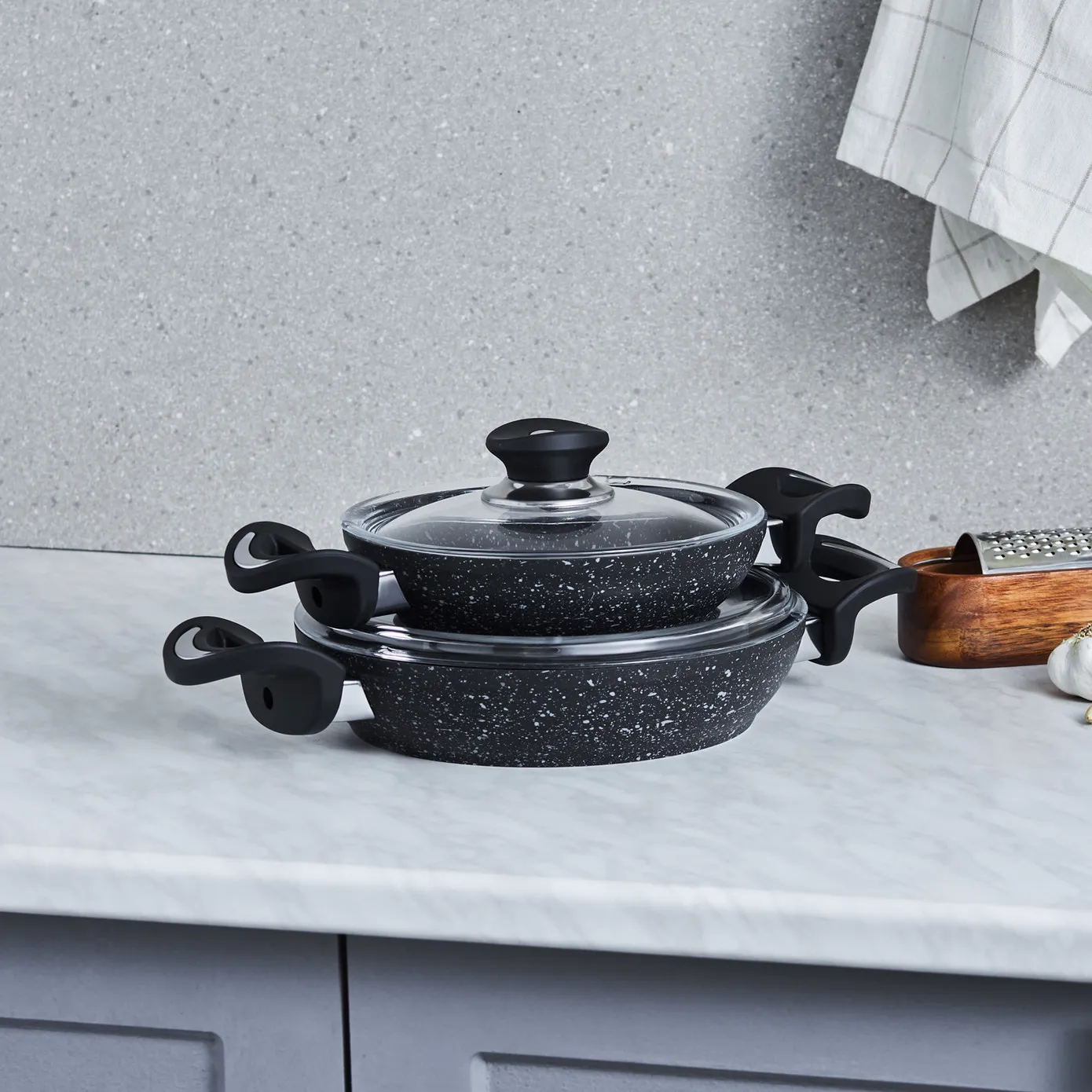 Karaca Defne Bio Granit 4 Teiliges Bratpfannen Set Schwarz – Bild 4