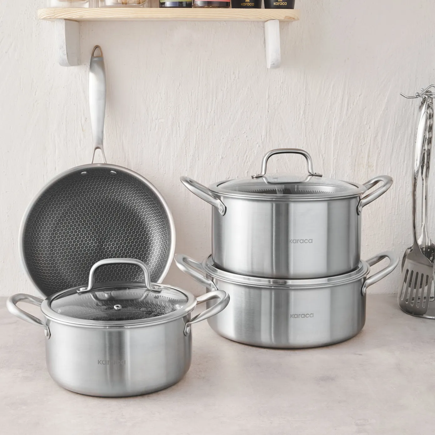 Karaca PowerSteel 316+ Stahl Kochtopfset, 7-teilig – Bild 2