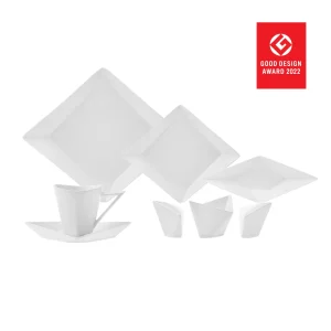 Karaca Origami für 6 Personen Quadrat Frühstücksset und Servierschalen, 26 Teilig, Porzellan