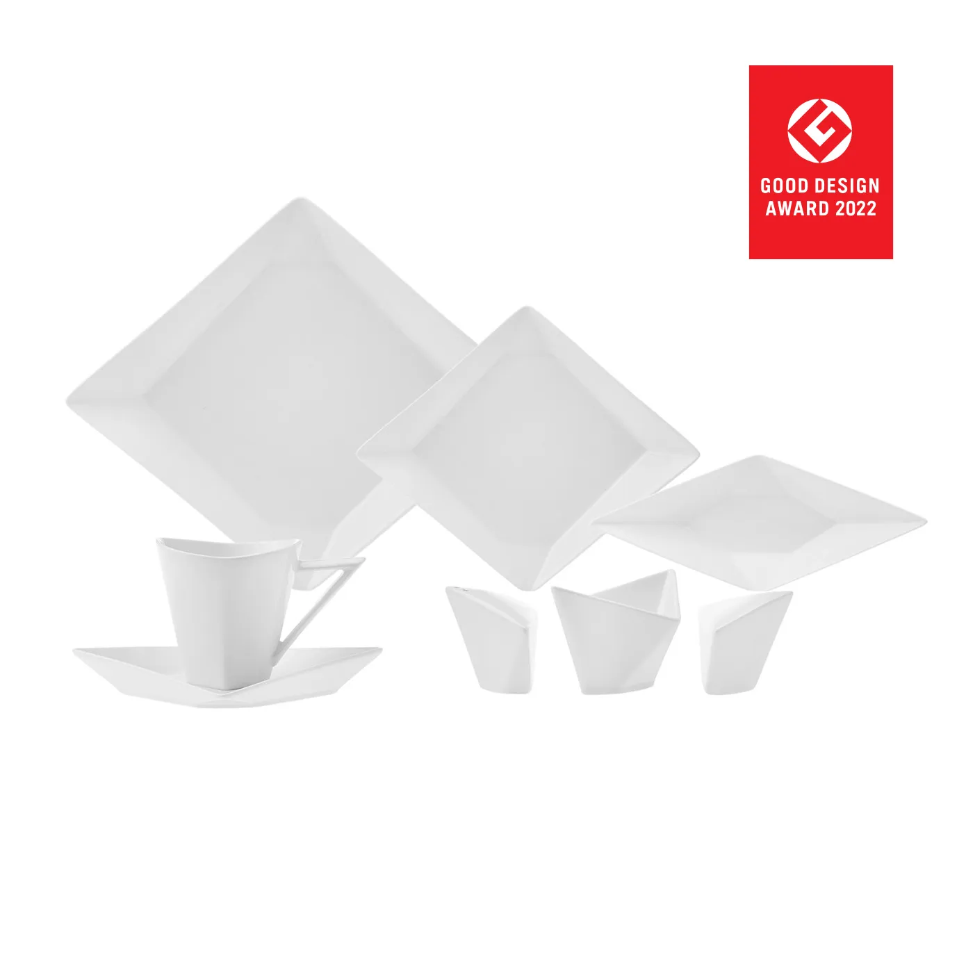 Karaca Origami für 6 Personen Quadrat Frühstücksset und Servierschalen, 26 Teilig, Porzellan