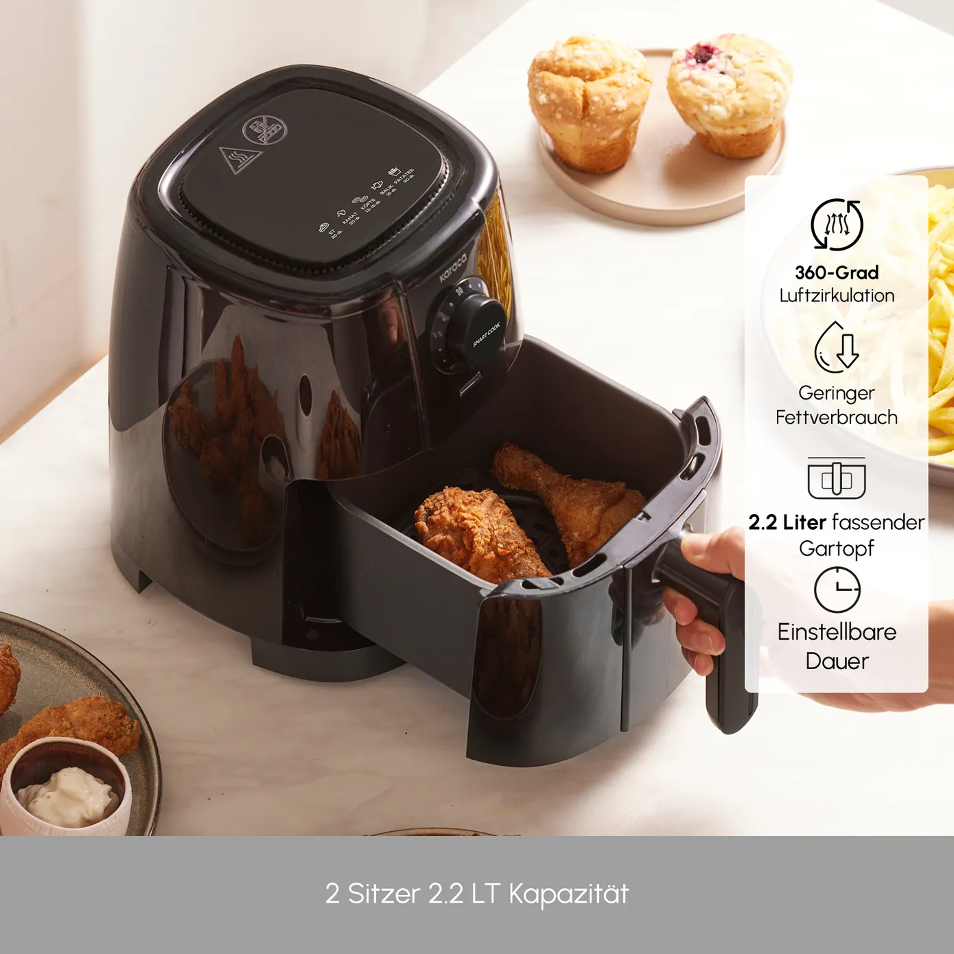 Karaca Smart Cook Airfryer, Schwarz – Bild 8