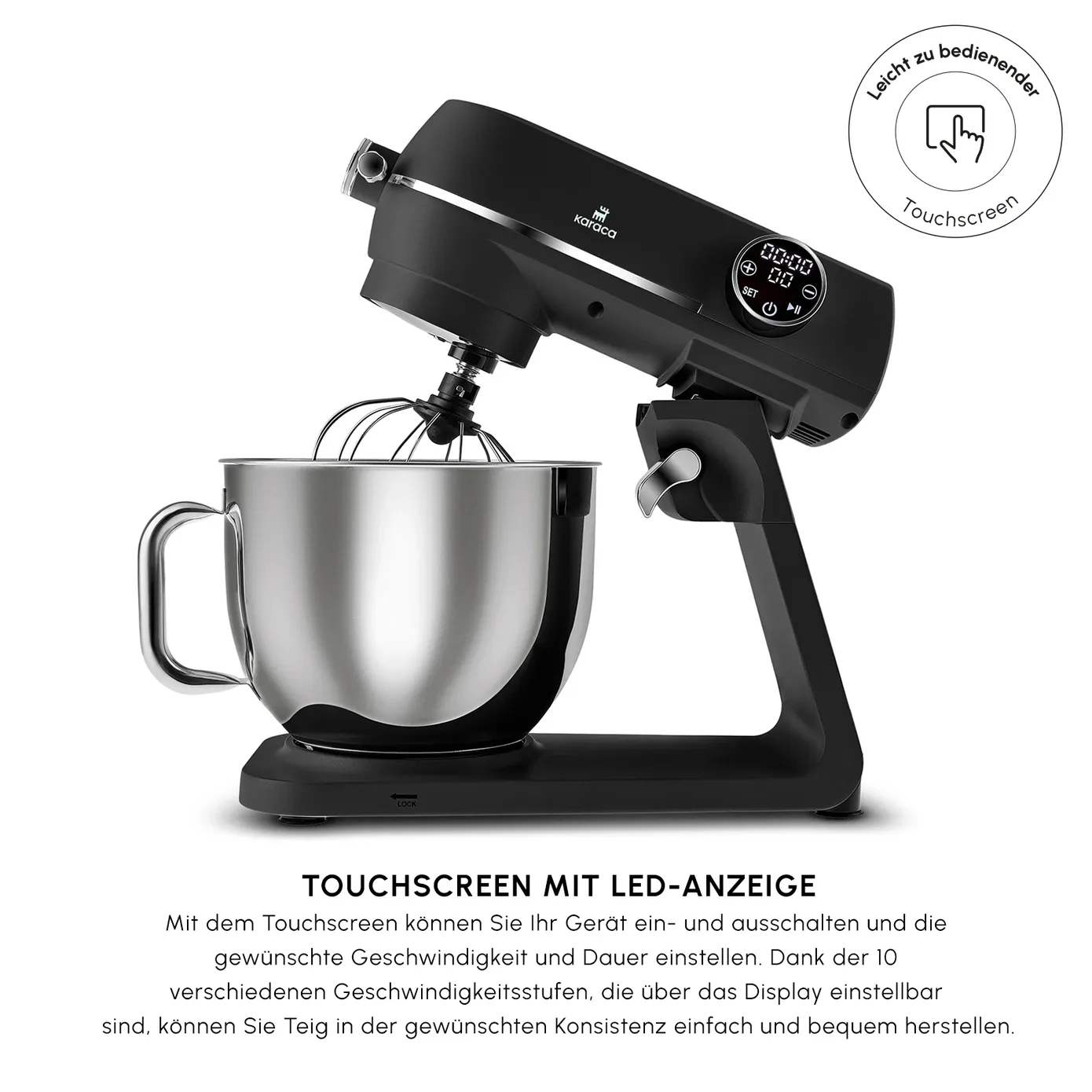Karaca Multichef Artisan Digitale Anzeige 7 Liter Gusseisen Standmixer Schwarz 1800W – Bild 2