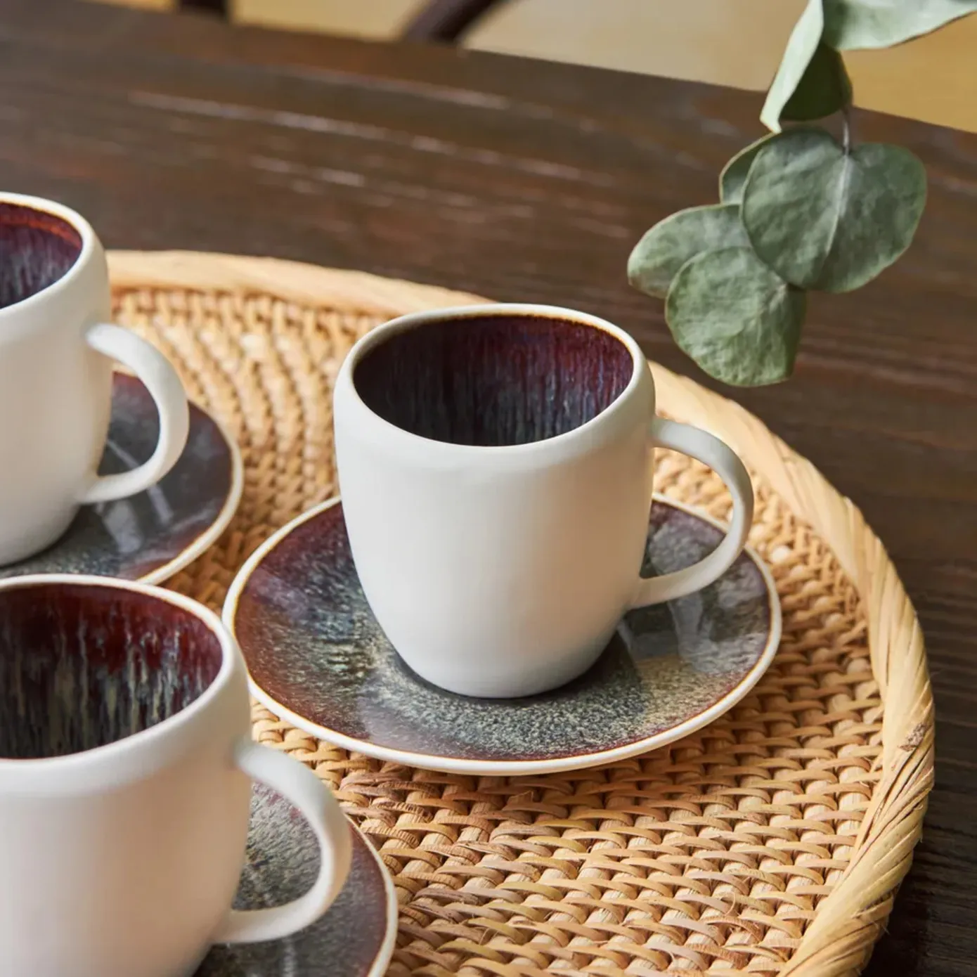 Karaca Galactic Reactive Glaze für 4 Personen Espresso Türkische Kaffeetasse Set, 8 Teilig, Weiß, 100 ml – Bild 3