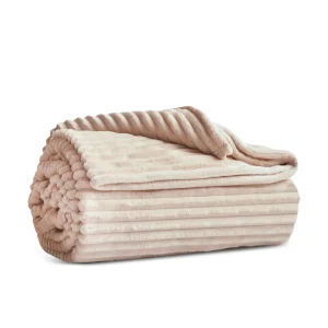 Karaca Ruby Stripe Wellsoft Einzel Decke, Ecru