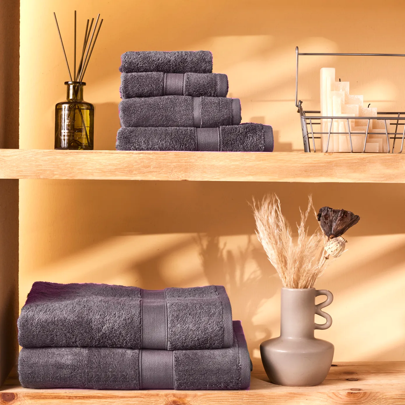 Karaca Joey Waschlappen aus Egyptian Baumwolle, Anthrazit, 16x22 cm – Bild 3