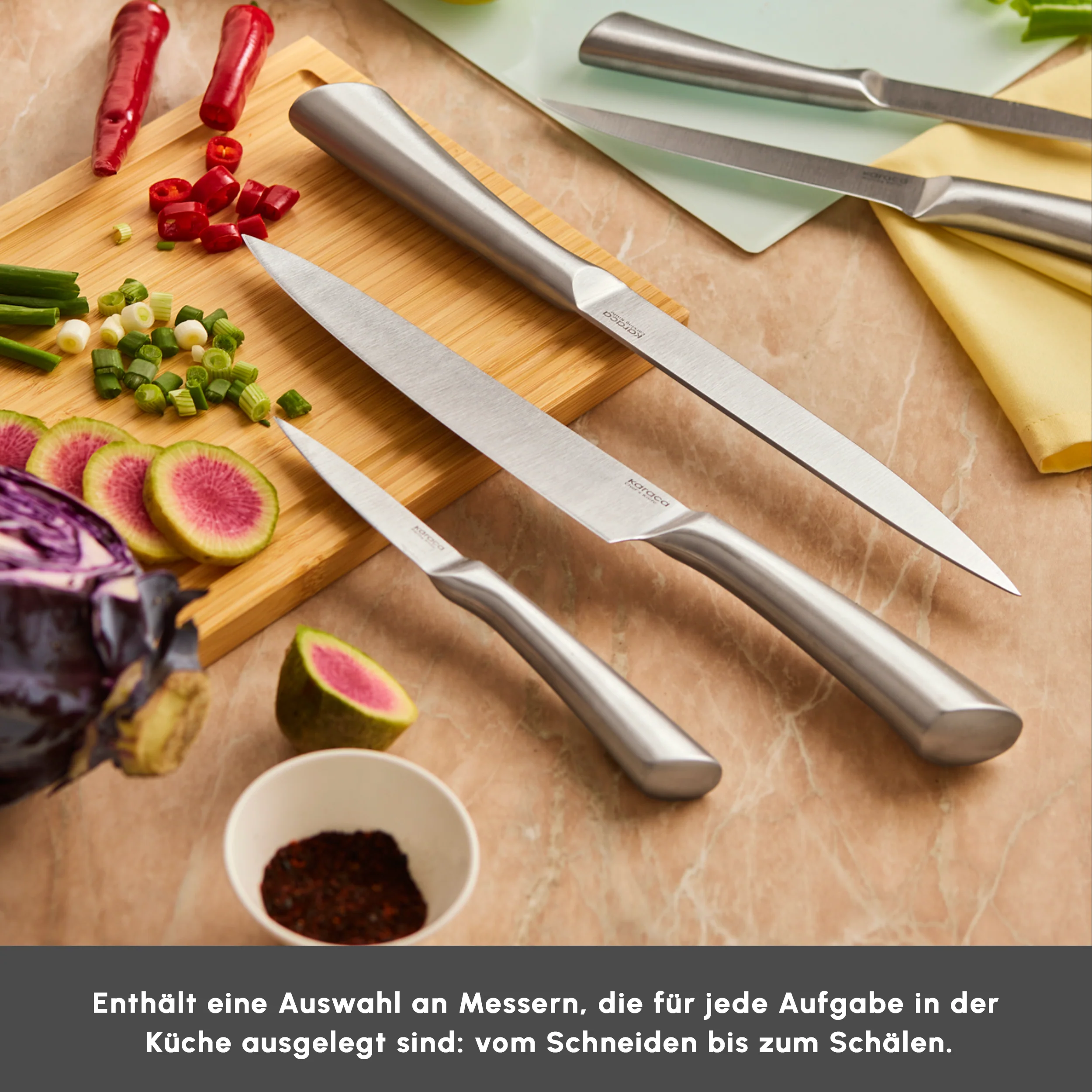 Karaca Vigor 7-teiliges Messerset und Schneidebrett – Bild 7