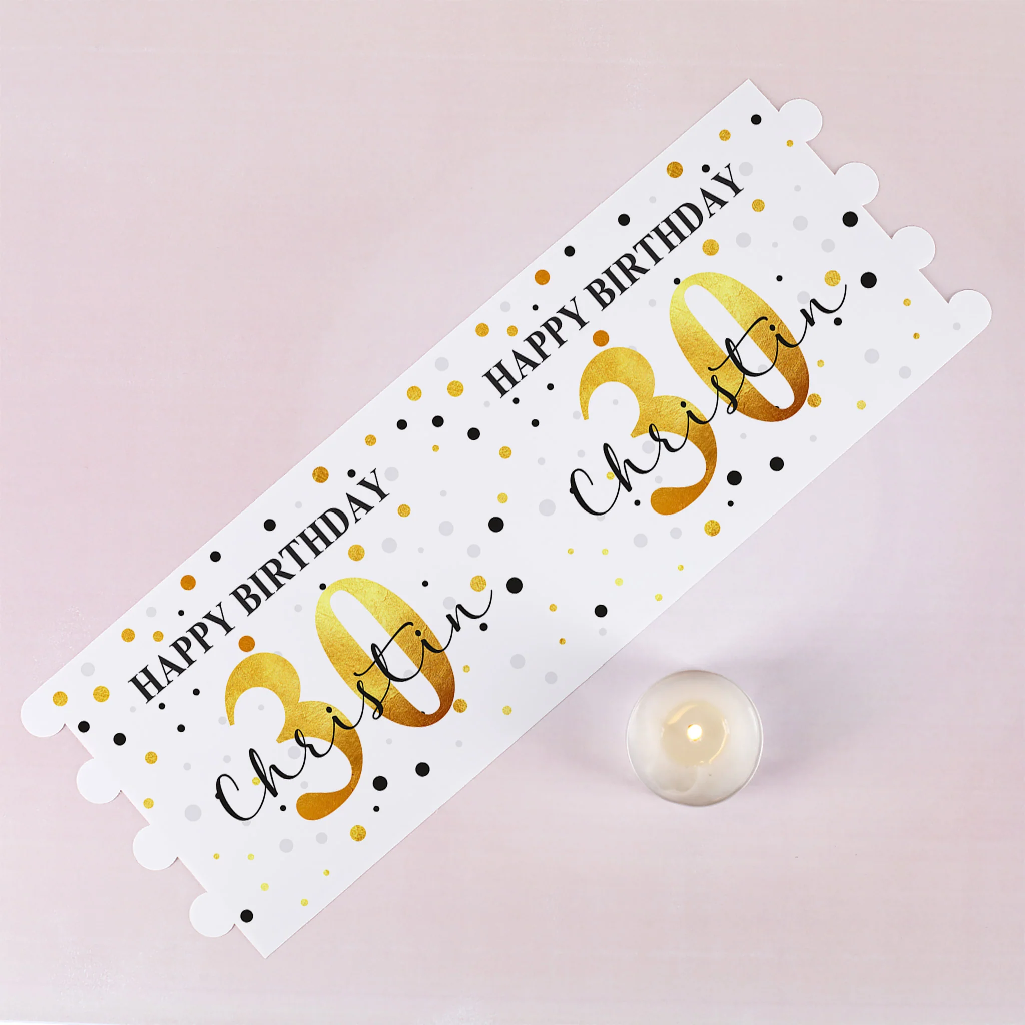 Lichthülle zum Geburtstag mit persönlichem Aufdruck in Schwarz-Gold – Bild 3