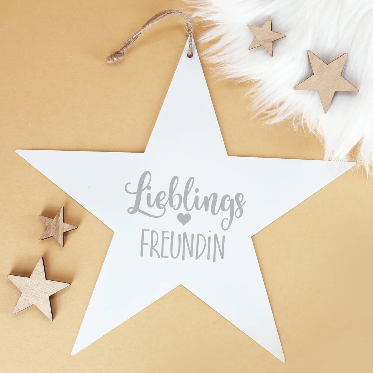 Metallanhänger in Sternform - Lieblings - mit Wunschaufdruck in rot oder weiß – Bild 7