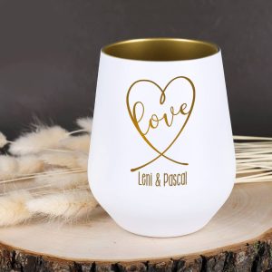 Windlicht mit Love Herz und Namen graviert