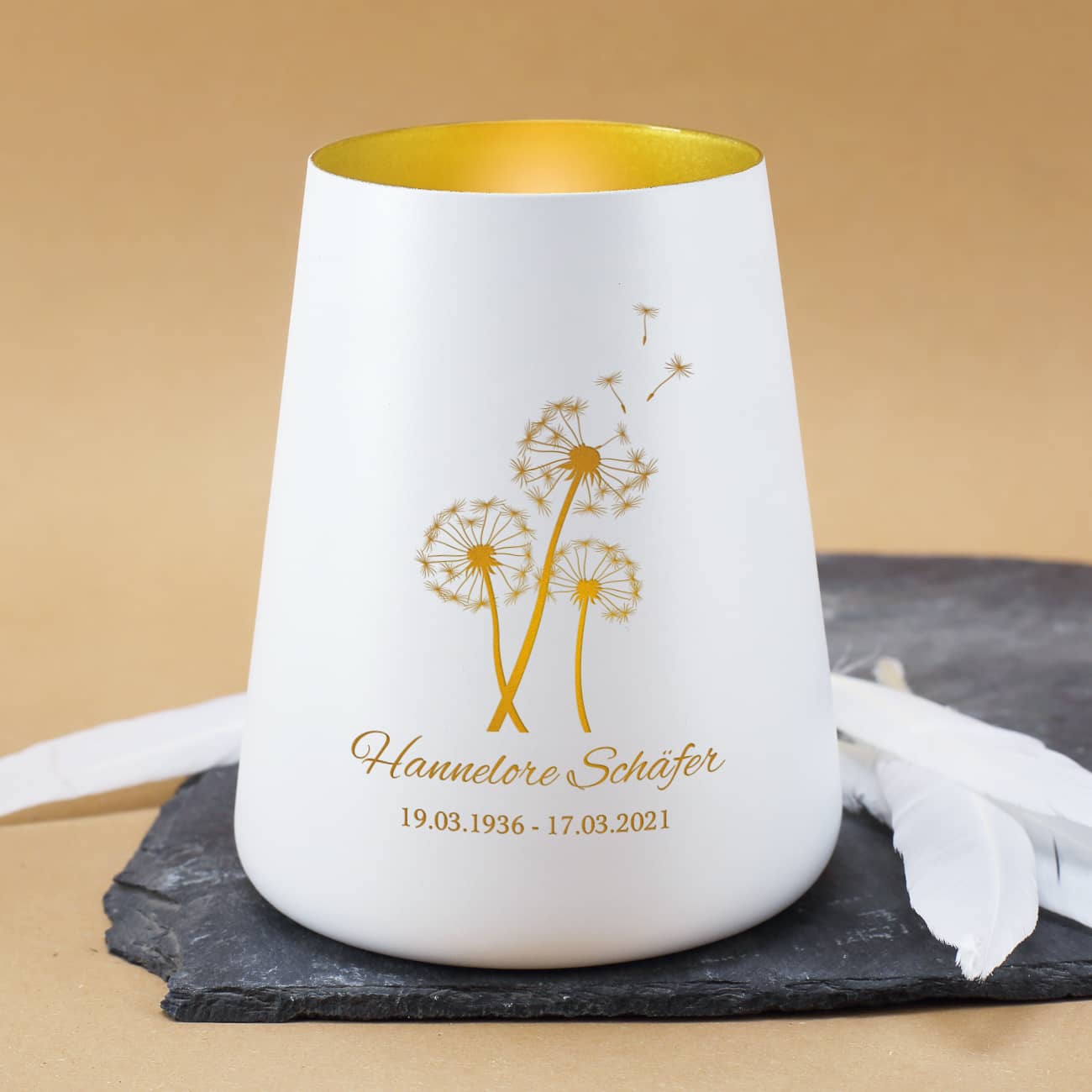 Trauerlicht mit Pusteblumen in schwarz oder weiss – Bild 2