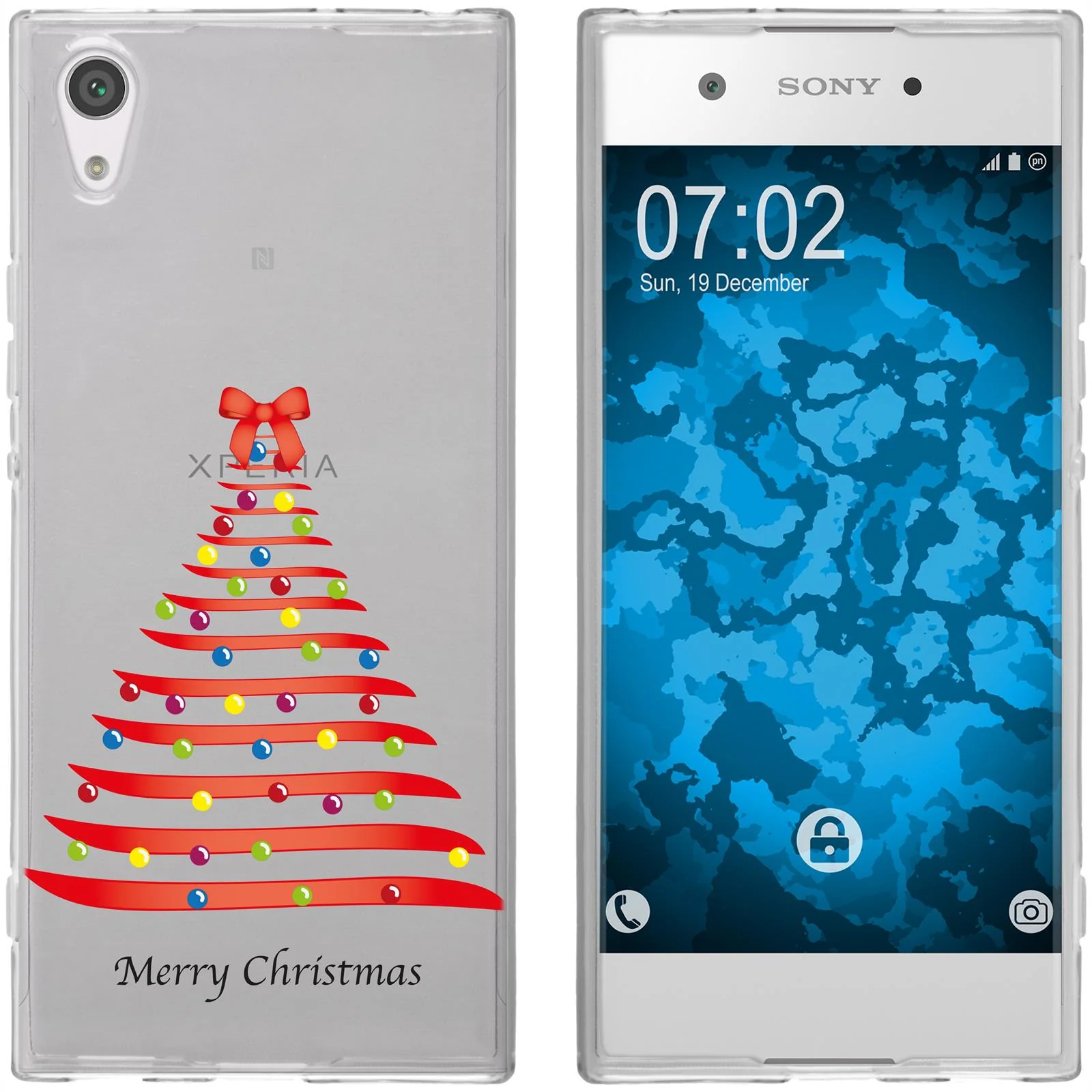 PhoneNatic Case kompatibel mit Sony Xperia XA1 Silikon-Hülle X Mas Weihnachten Weihnachtsbaum M1